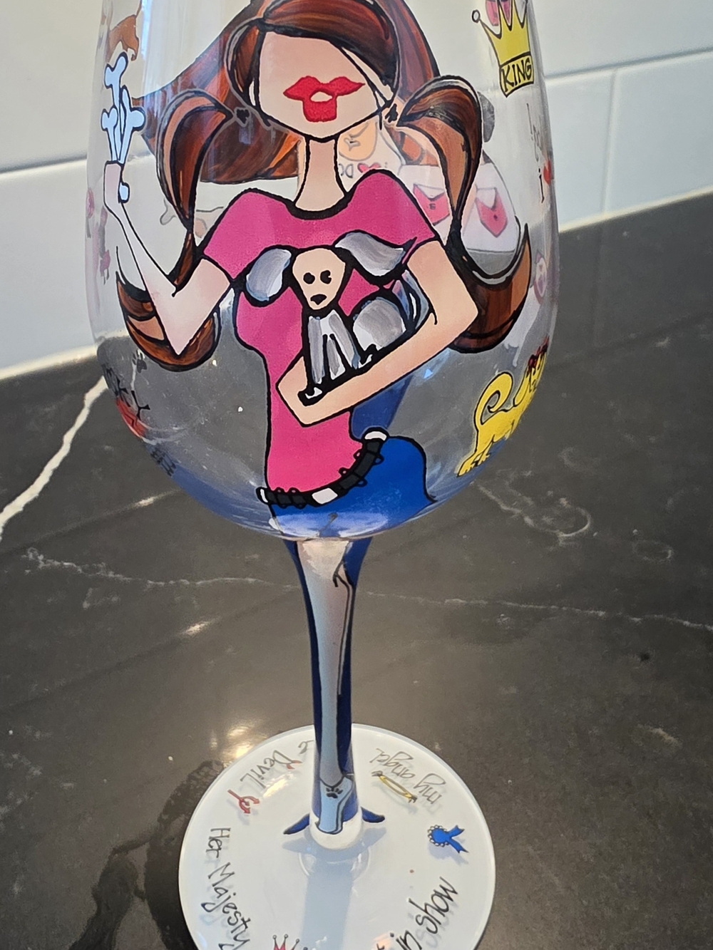 Rare‎ 2010 95 & Sunny Bottom's Up "Pawprints on My Heart" Dog Lover Wine Glass - Picture 2 of 8